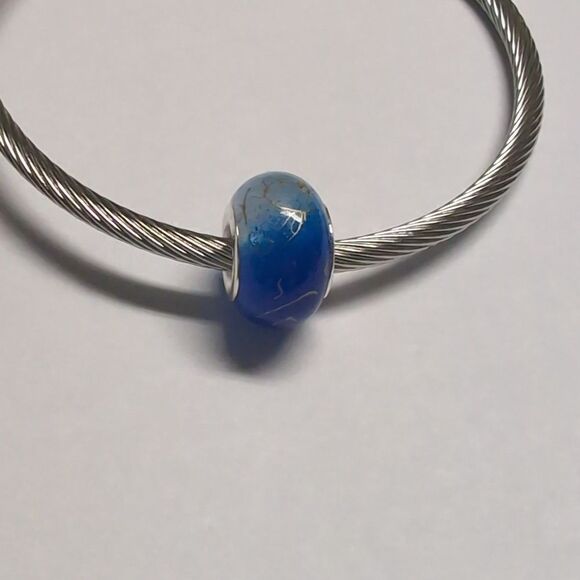 Blue Drizzled‎ with Gold Charm for Pandora Style Bracelet - Picture 2 of 5